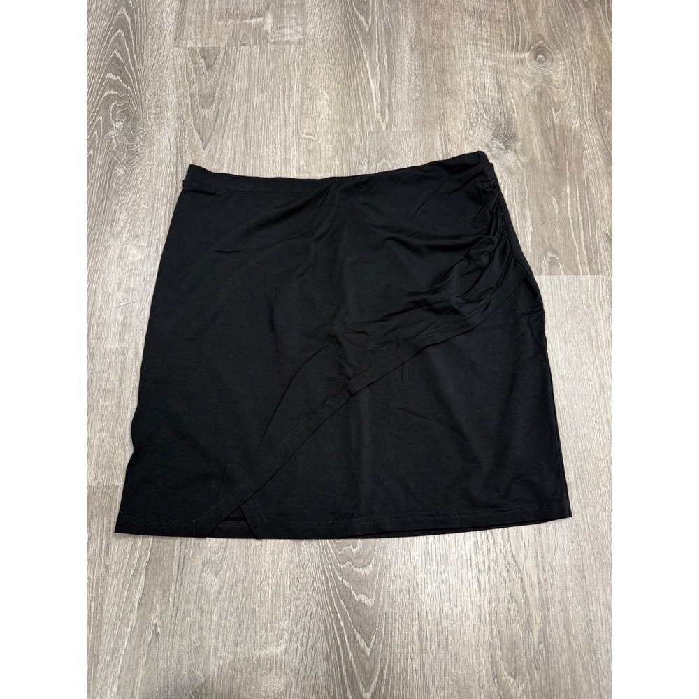 Vince Camuto Womens Faux Wrap Ruched Mini Skirt Rich Black XL 9199826